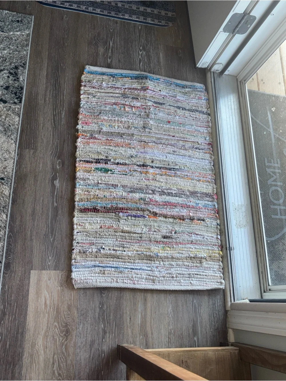 Neutral Multicolor Woven Door Mat - Lightweight Accent Rug